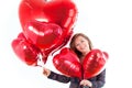 Portrait of cute Women with balloons heart Valentinsday