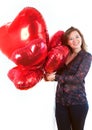 Portrait of cute Women with balloons heart Valentinsday