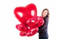 Portrait of cute Women with balloons heart Valentinsday