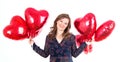 Portrait of cute Women with balloons heart Valentinsday