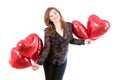 Portrait of cute Women with balloons heart Valentinsday