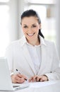 Portrait of cute young business woman smiling Royalty Free Stock Photo