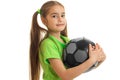 Portrait of the cutest girls with the ball isolated on a white background