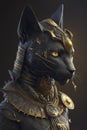 Portrait of a cybernetic a black pharaonic Cat