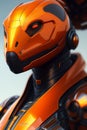 Portrait of a cybernetic orange snake a spiritual full body Tortoise, sunburst arround head, deadly face with power armor, AI