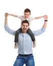 Portrait of dad playing with his son isolated Royalty Free Stock Photo