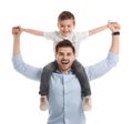 Portrait of dad playing with his son isolated Royalty Free Stock Photo