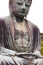 Portrait of the Daibutsu, the famous great buddha bronze statue placed in Kotokuin Temple in Kamakura, Japan Royalty Free Stock Photo