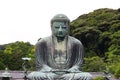 Portrait of the Daibutsu, the famous great buddha bronze statue placed in Kotokuin Temple in Kamakura, Japan Royalty Free Stock Photo