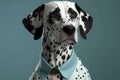 Portrait of a Dalmatian Dog Wearing a Modern Haute Couture Shirt