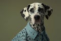 Portrait of a Dalmatian Dog Wearing a Modern Haute Couture Shirt