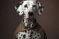 Portrait of a Dalmatian Dog Wearing a Modern Haute Couture Shirt