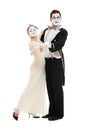 Portrait of dancing couple of mimes