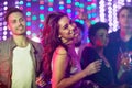 Portrait, dancing and woman, nightclub and party with friends, smile and celebration for birthday, confidence and fun Royalty Free Stock Photo