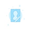 Portrait of the deceased flat vector icon. Filled line style. Blue monochrome design. Editable stroke