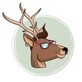 Portrait deer hipster style sunglasses and piercing