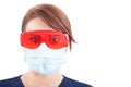 Portrait of dentist woman wearing mask and protective glasses Royalty Free Stock Photo