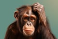 portrait of a depressed chimpanzee feeling sad, concept of Loneliness Royalty Free Stock Photo