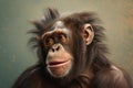 portrait of a depressed chimpanzee feeling sad, concept of Loneliness Royalty Free Stock Photo