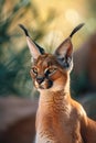 Portrait desert cats Caracal or African lynx Royalty Free Stock Photo