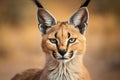 Portrait desert cats Caracal or African lynx with long tufted ears Royalty Free Stock Photo