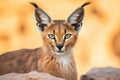 Portrait desert cats Caracal or African lynx with long tufted ears Royalty Free Stock Photo