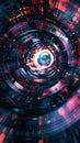 Portrait of a digital vortex, merging colorful data patterns and sci-fi textures for an abstract and futuristic design