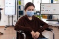 Portrait of disabled businesswoman with medical face mask Royalty Free Stock Photo