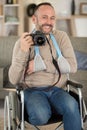 portrait disabled man using camera Royalty Free Stock Photo