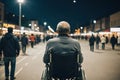 Portrait of disabled senior man in wheelchair on street Royalty Free Stock Photo