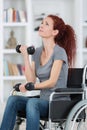 Portrait disabled woman exercising