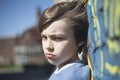 Portrait of a disgruntled frown boy Royalty Free Stock Photo