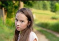 Portrait displeased off angry teen girl with bad attitude Royalty Free Stock Photo