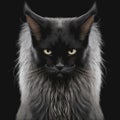 Portrait of distinguish Noble Looking Black Maine Coon Cat