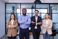 Portrait of diverse employee business people team crossed hand working together in the office building in formal jacket for Royalty Free Stock Photo