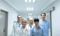 Medical teams standing with arms crossed in the corridor at hospital Royalty Free Stock Photo