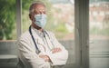 Portrait of doctor with arms crossed wearing a face mask Royalty Free Stock Photo