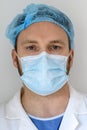Portrait of a doctor with face mask in the hospital