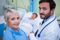 Portrait of doctor and nurse standing in hospital room Royalty Free Stock Photo
