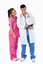 Portrait of a doctor and a nurse taking notes Royalty Free Stock Photo