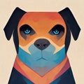 Portrait of a dog breed Rottweiler. Serious dog in full face. Flat illustration. AI-generated
