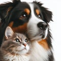 Portrait of a dog and a cat on a white background. Royalty Free Stock Photo