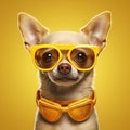 dog background portrait cool animal glasses yellow chihuahua pet cute puppy. Generative AI. Royalty Free Stock Photo