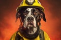 portrait of dog firefighter. Royalty Free Stock Photo