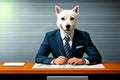 Portrait of dog like business worker