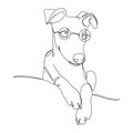 Portrait of a dog in one line. Whippet ,greyhound realistic silhouette outline on white background. Lineart. The small