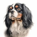 Colorful Cartoon King Charles Spaniel: Detailed Digital Painting