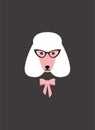 Portrait of dog, wearing glasses, like a lady, cool style, cosplay Royalty Free Stock Photo