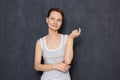 Portrait of dreamy happy young woman thinking about something pleasant Royalty Free Stock Photo