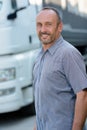 portrait driver truck in background Royalty Free Stock Photo